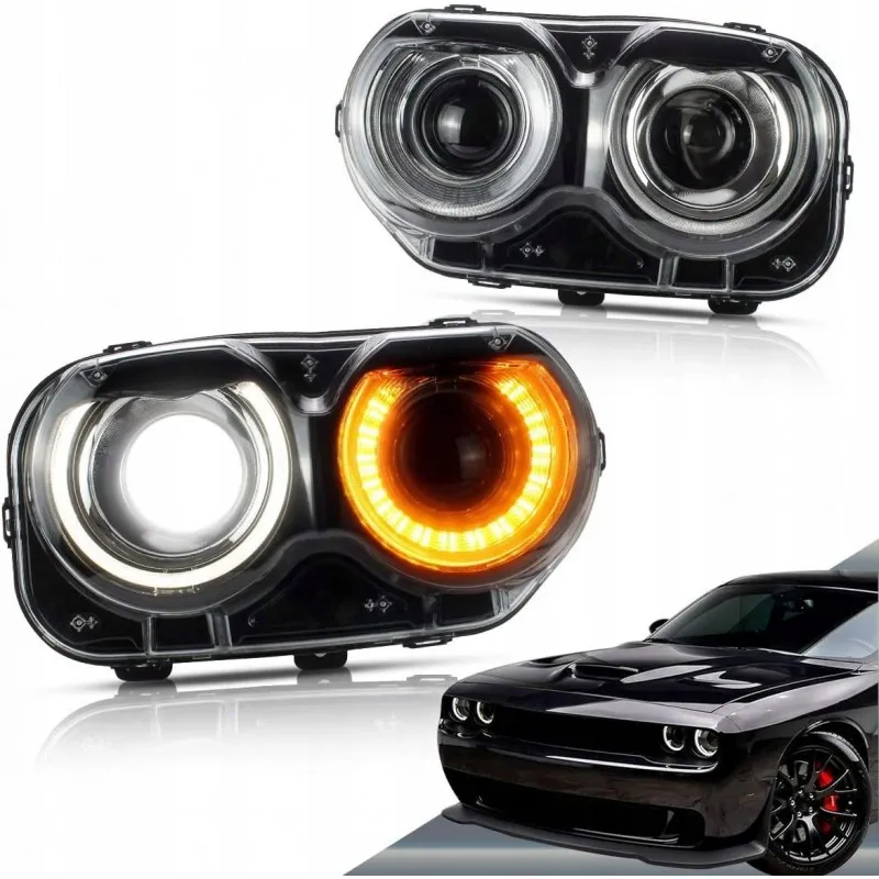 Přední LED světlomety VLAND pro Dodge Challenger 2015-2023, levý a pravý, evropské provedení