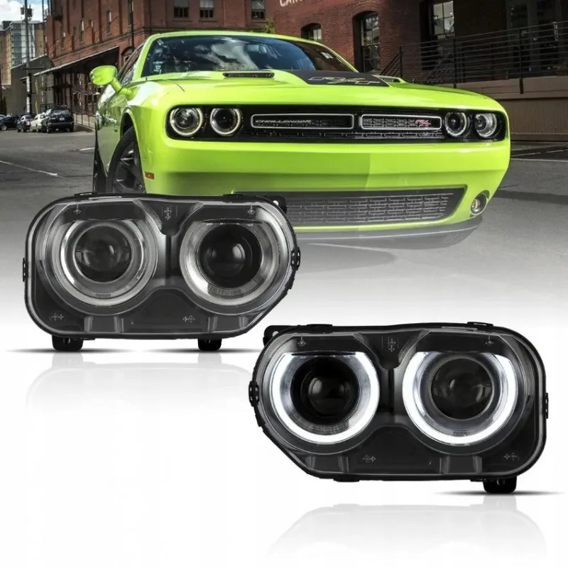 Přední LED světlomety, levý a pravý, VLAND, evropské provedení, pro Dodge Challenger 2015-2023
