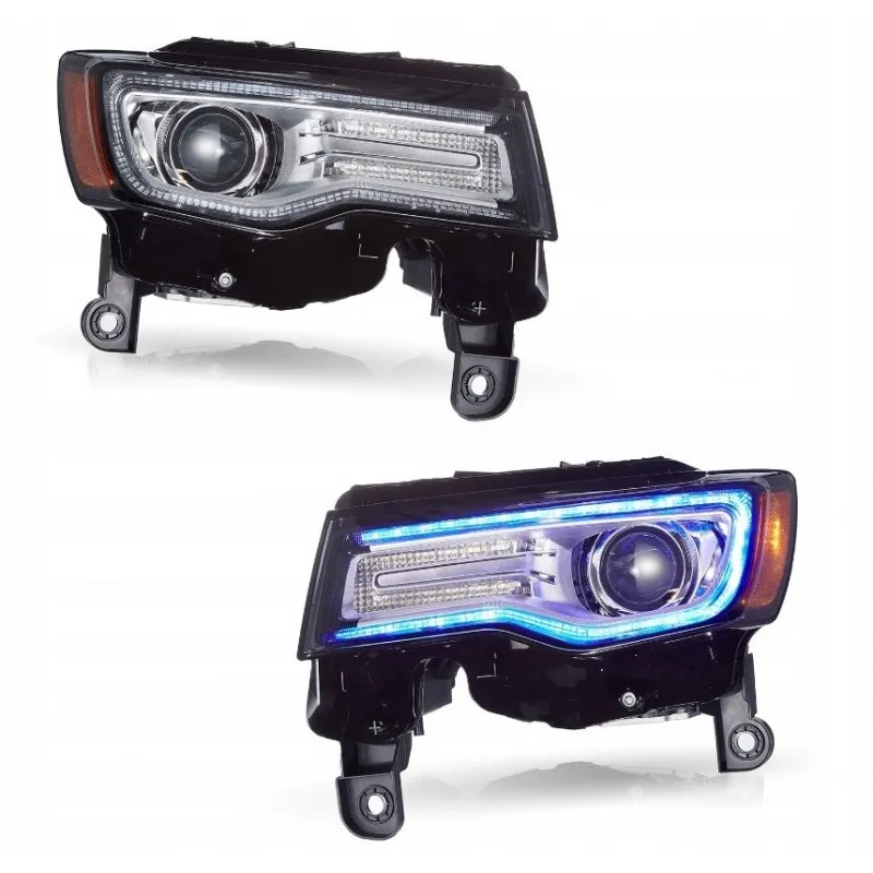 Jeep Grand Cherokee WK2 14-21 – kompletní sada čirých předních světlometů VLAND Full LED DRL