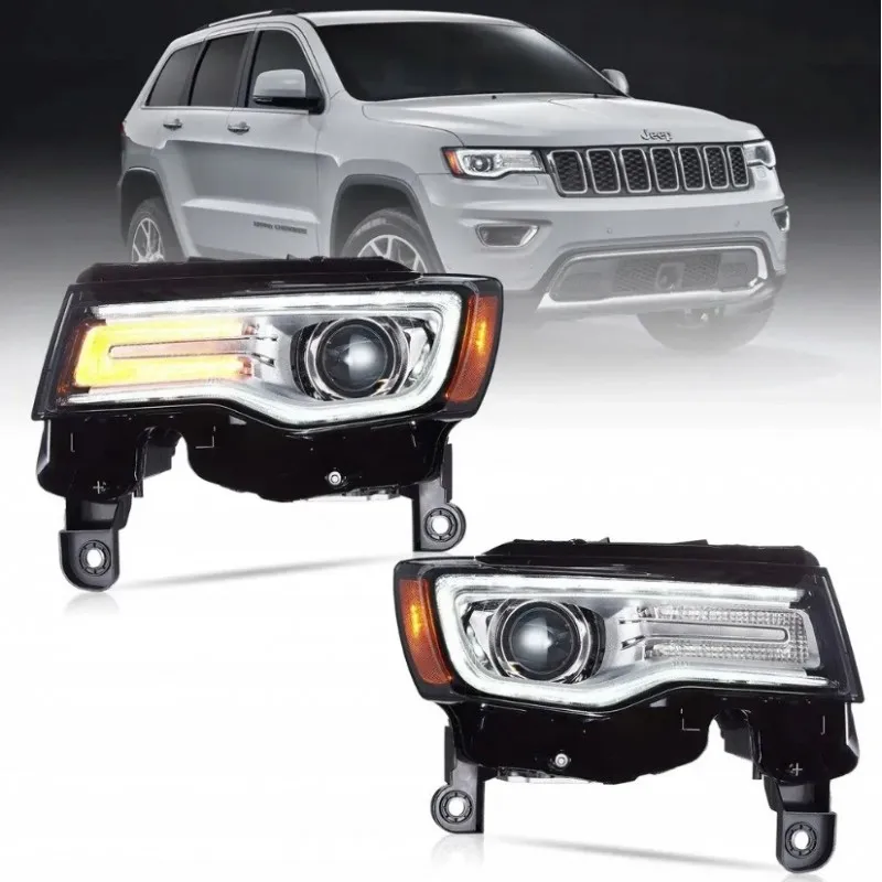 Přední světlomety VLAND Full LED DRL, kompletní sada, čiré, Jeep Grand Cherokee WK2 14-21