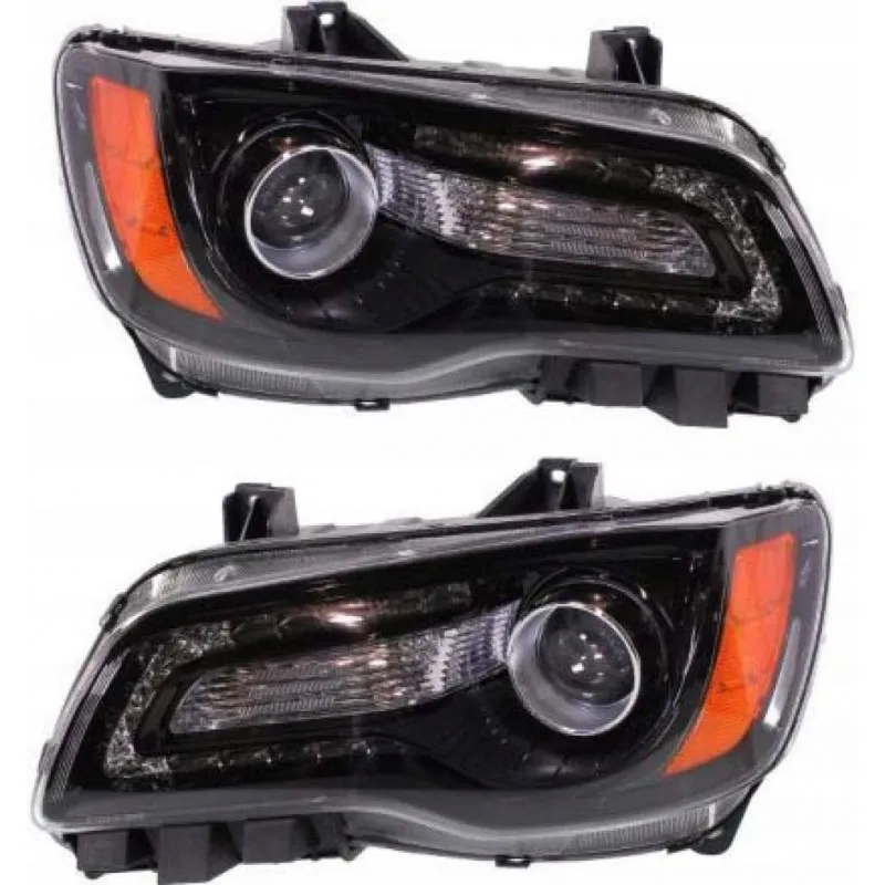 Sada pravého a levého černého LED světlometu Eagle pro Chrysler 300C 300S 2011-2014