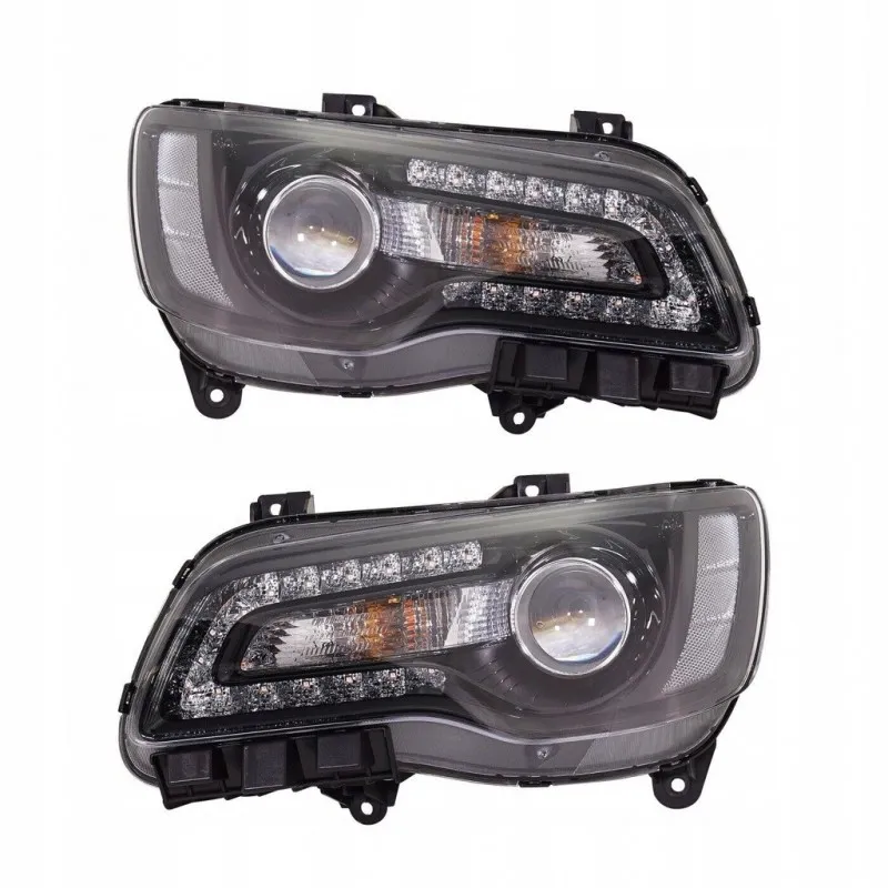 Přední LED světlomety, levý a pravý, černé, USA, Chrysler 300C 300S 300, 2018-23
