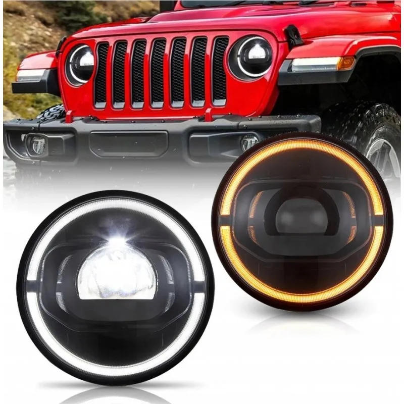 Černé přední světlomety LED VLAND 7'', levý + pravý, Jeep Wrangler JK 2007-2017