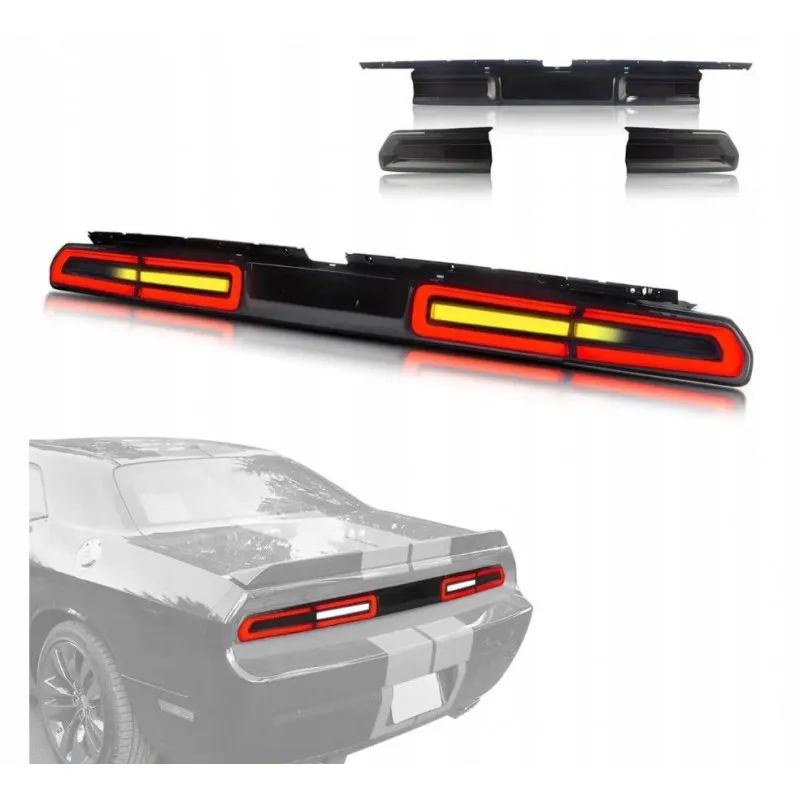 Dodge Challenger 2008-2014 – zadní kouřové LED svítilny se zatmavenou spojovací lištou, evropské provedení, VLAND