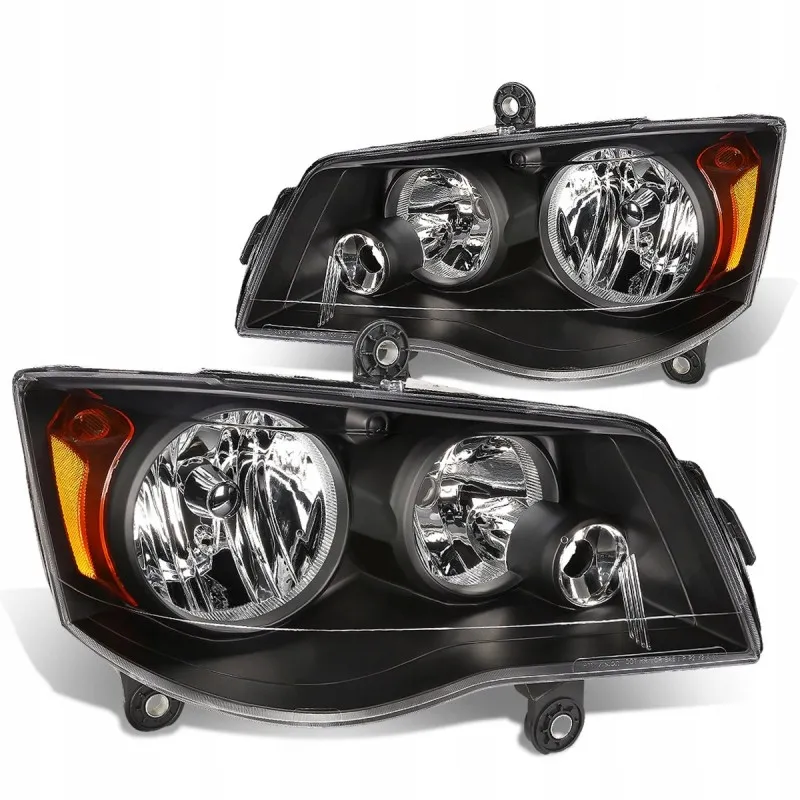 Sada levého a pravého černého předního světlometu pro Chrysler Town Country 2008-19