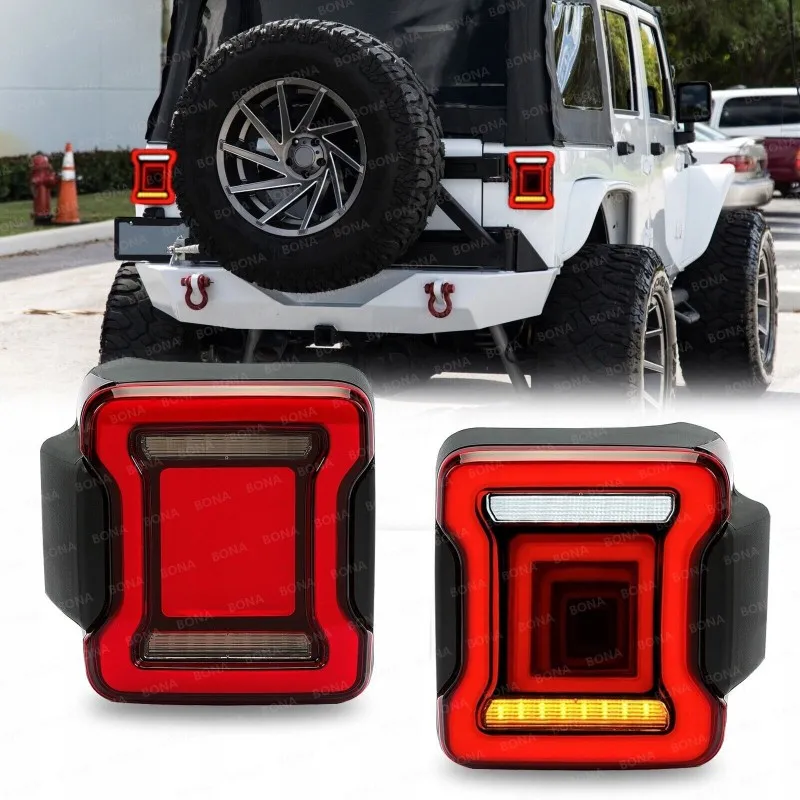 Kompletní LED zadní světla VLAND s oranžovými směrovkami pro Jeep Wrangler JL 2018–