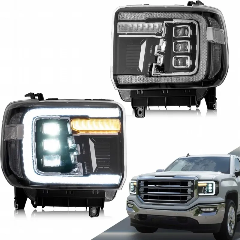 Kompletní sada předních LED světlometů VLAND pro GMC Sierra 1500, 2500 a 3500 2014-2018