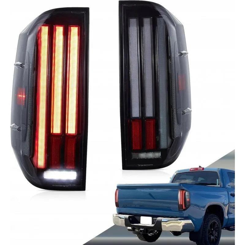 Toyota Tundra 2014-2021 – zadní světla Full LED VLAND, kouřová, se žlutým směrovým ukazatelem