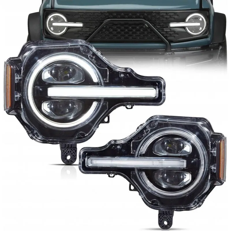 Ford Bronco 2021-2024 – sada předních světlometů VLAND Full LED s DRL (levý + pravý)