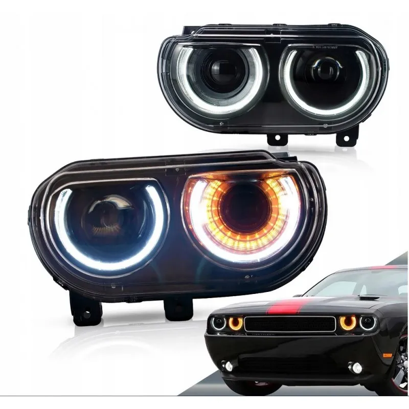 Dodge Challenger 2008-2014 – přední evropské LED světlomety, levý + pravý, VLAND
