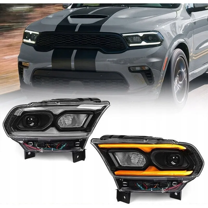 Kompletní sada levého a pravého černého světlometu FULL LED pro Dodge Durango 2021-2025, USA
