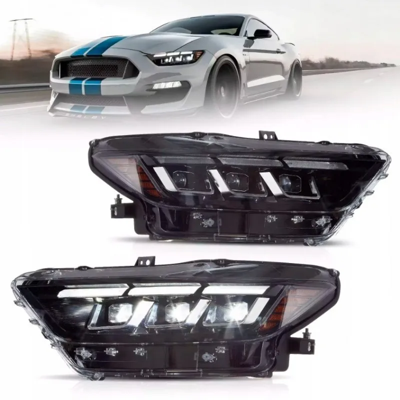 Světlomety Full LED VLAND pro Ford Mustang 2015-2017, levý + pravý, evropský styl S650