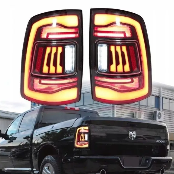 Sada zadních LED světel Dodge Ram 1500 2009-18, evropské provedení, žluté směrovky, červená světla