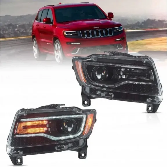 Černé přední světlomety VLAND FULL LED DRL EU pro Jeep Grand Cherokee WK2 2011-2013