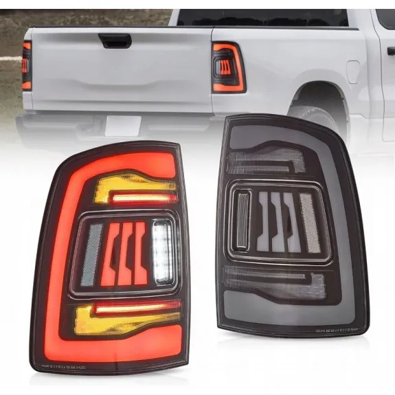 Dodge RAM 1500 2009-18 – sada zadních LED světel pro Evropu, žlutý ukazatel směru, čirá