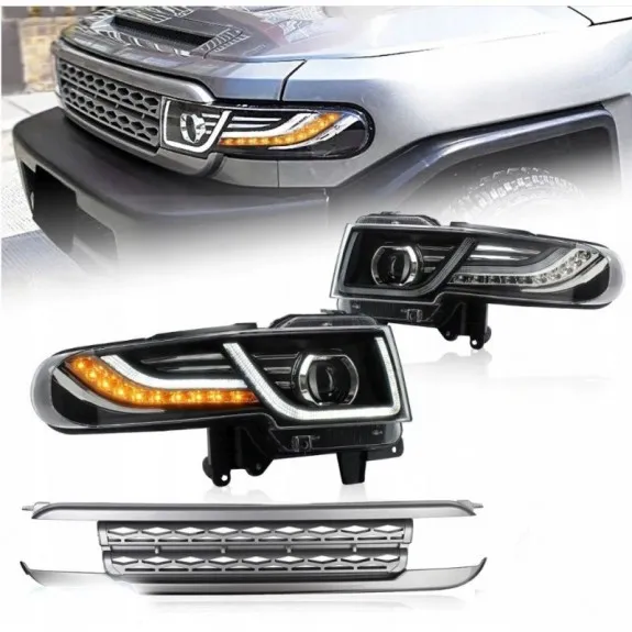 Toyota FJ Cruiser XJ10 2007-2015, přední LED světlomety VLAND pro Evropu + mřížka chladiče