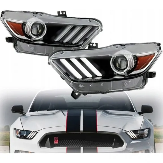 Kompletní sada předních xenonových světlometů, levý a pravý, verze USA s DRL, Ford Mustang 2015-2017