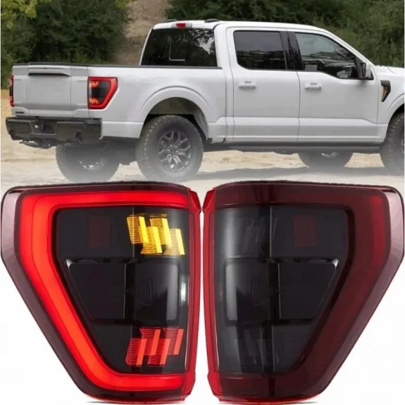 Ford F150 F-150 2021–: kompletní sada levého a pravého zadního LED světla VLAND, červená se žlutým blinkrem