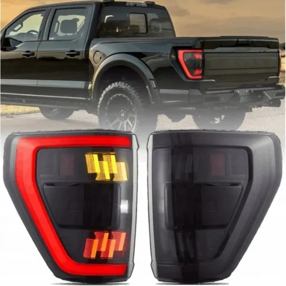 Ford F150 F-150 2021-: sada levého a pravého kouřového zadního LED světla VLAND se žlutými směrovkami