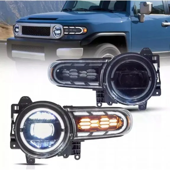Toyota FJ Cruiser XJ10 2007-22, přední LED světlomety s čočkami VLAND pro Evropu